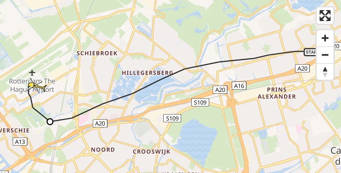 Routekaart van de vlucht: Lifeliner 2 naar Rotterdam The Hague Airport