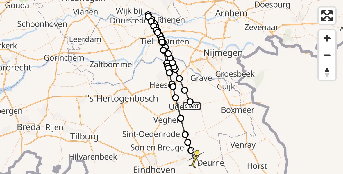 Routekaart van de vlucht: Lifeliner 3 naar Helmond