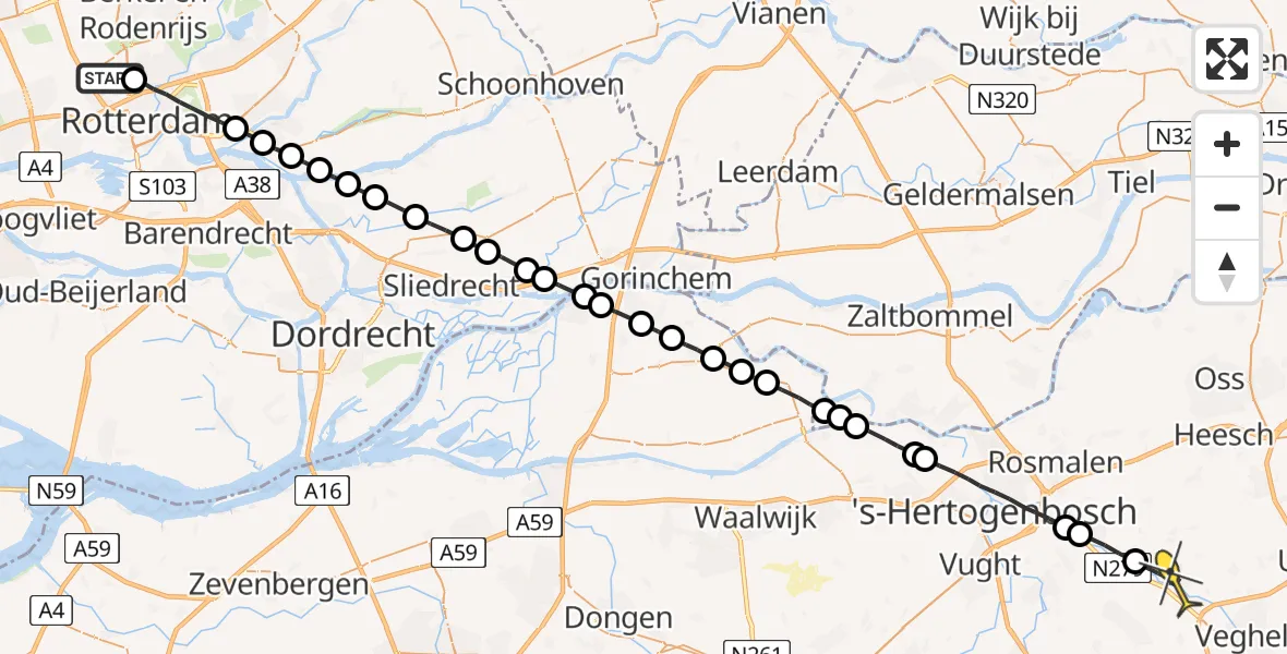 Routekaart van de vlucht: Lifeliner 2 naar Heeswijk-Dinther