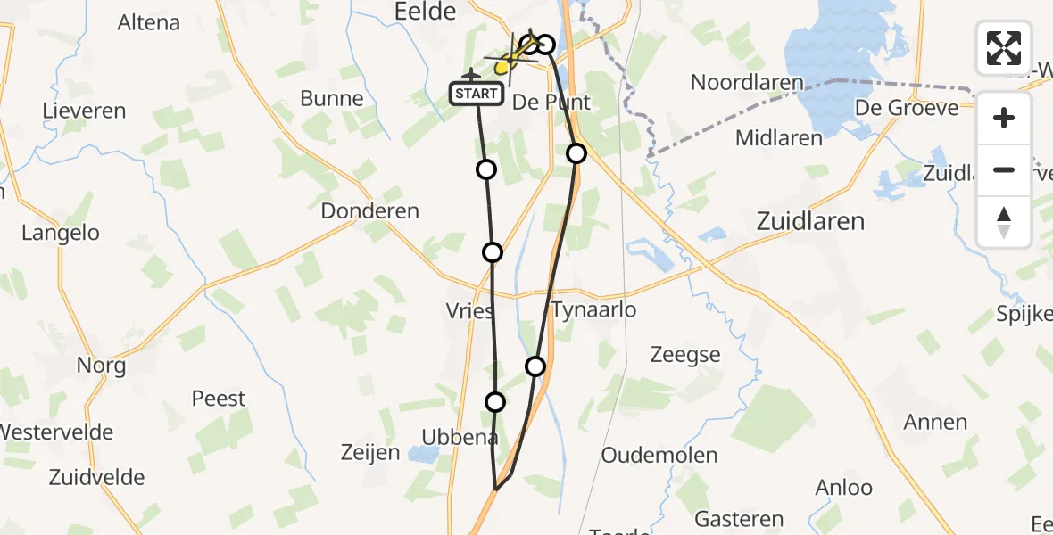 Routekaart van de vlucht: Lifeliner 4 naar Groningen Airport Eelde