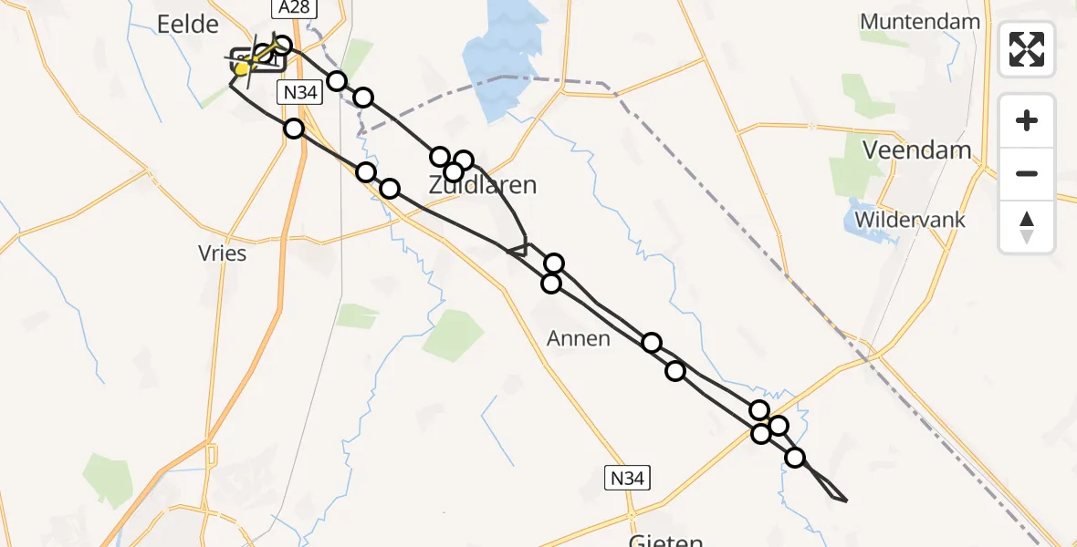 Routekaart van de vlucht: Lifeliner 4 naar Groningen Airport Eelde
