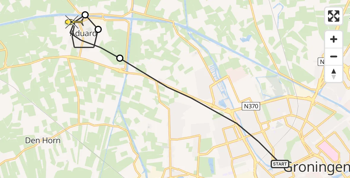 Routekaart van de vlucht: Lifeliner 4 naar Aduard