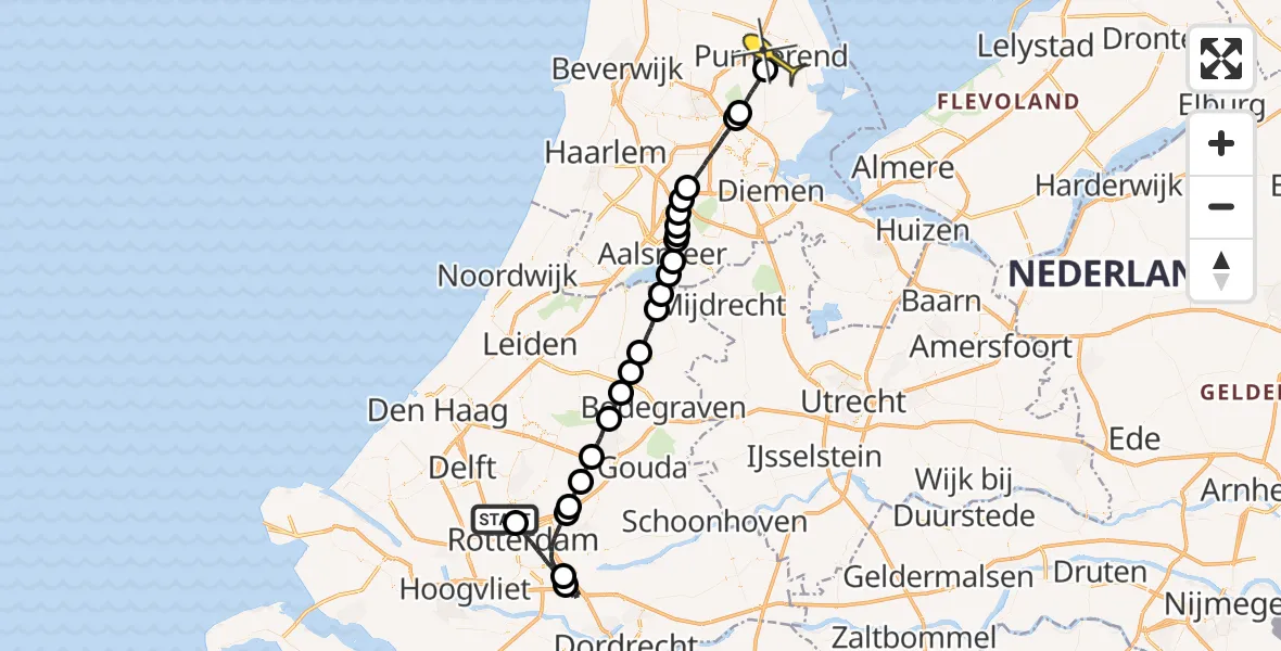 Routekaart van de vlucht: Lifeliner 2 naar Purmerend