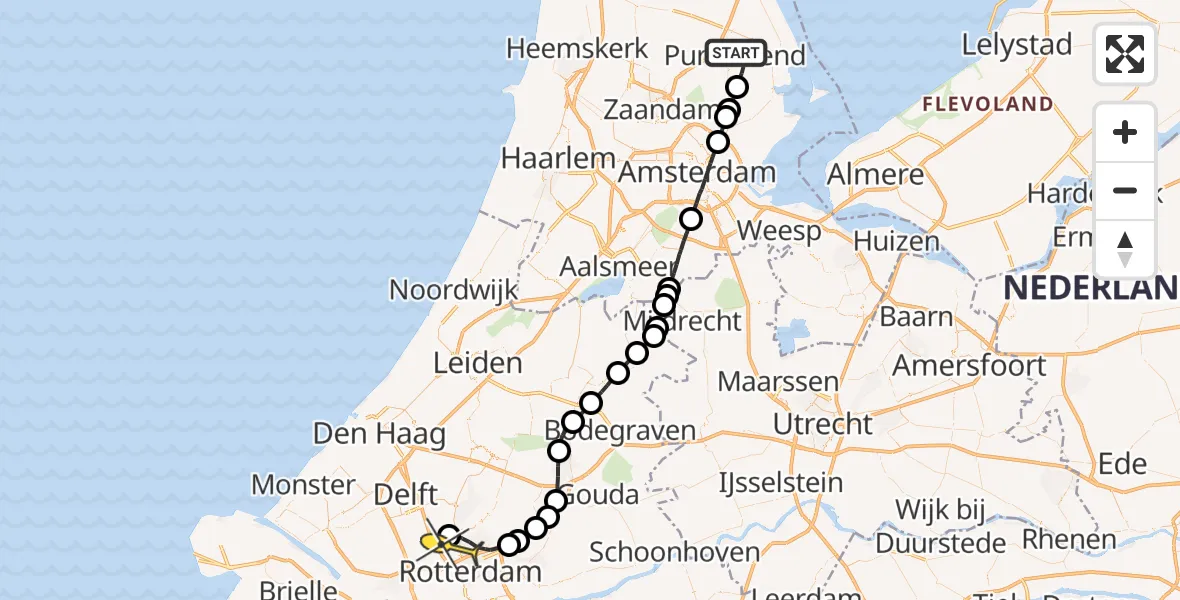 Routekaart van de vlucht: Lifeliner 2 naar Rotterdam The Hague Airport