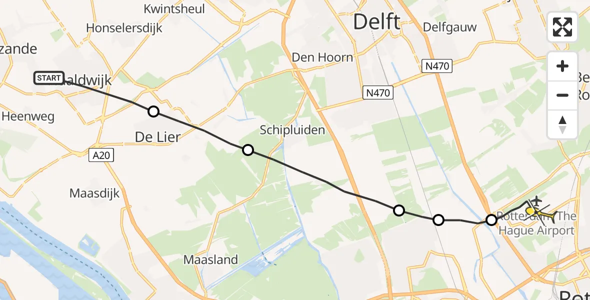 Routekaart van de vlucht: Lifeliner 2 naar Rotterdam The Hague Airport