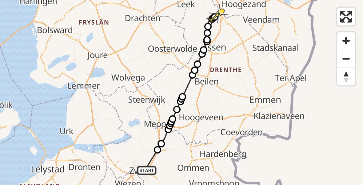 Routekaart van de vlucht: Lifeliner 4 naar Groningen Airport Eelde