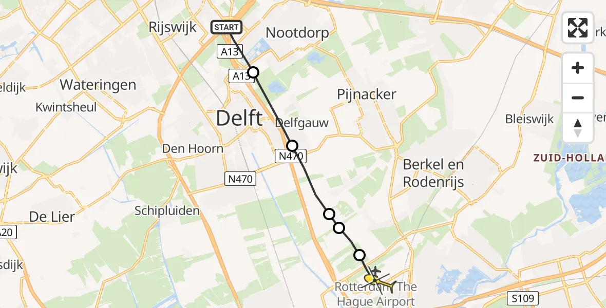 Routekaart van de vlucht: Lifeliner 2 naar Rotterdam The Hague Airport