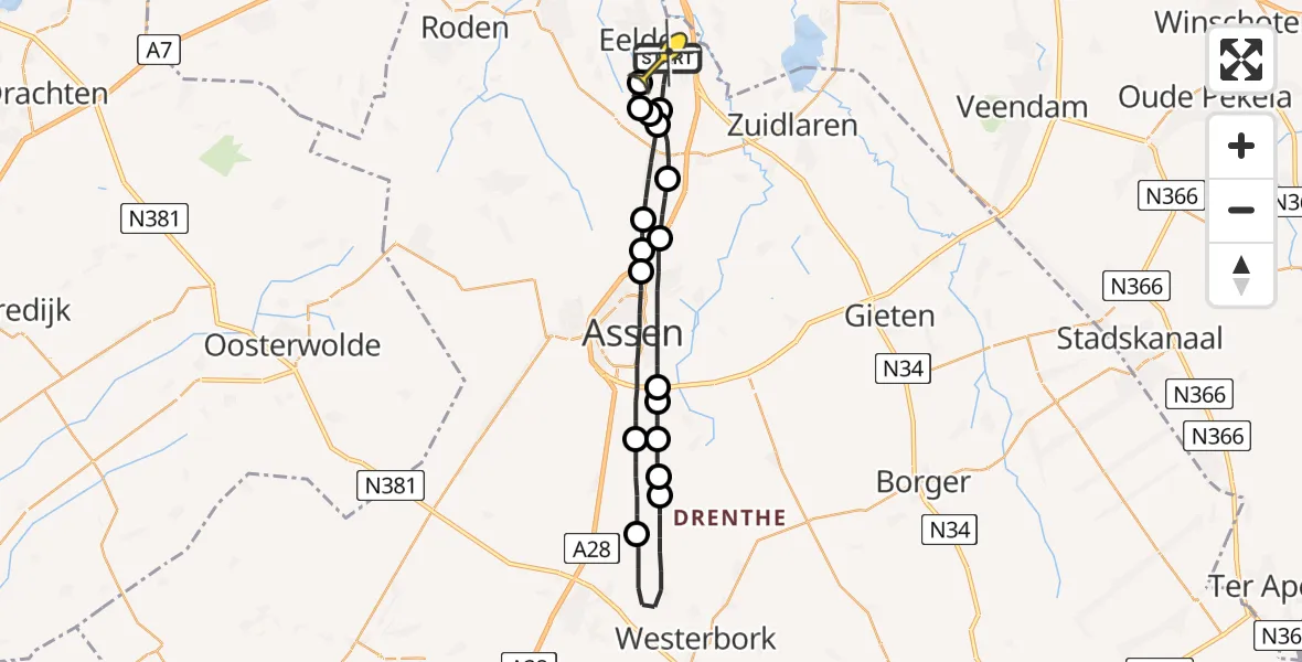 Routekaart van de vlucht: Lifeliner 4 naar Groningen Airport Eelde