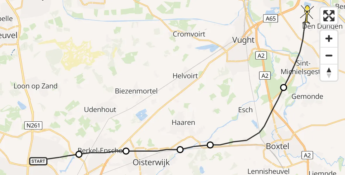 Routekaart van de vlucht: Lifeliner 3 naar Sint-Michielsgestel