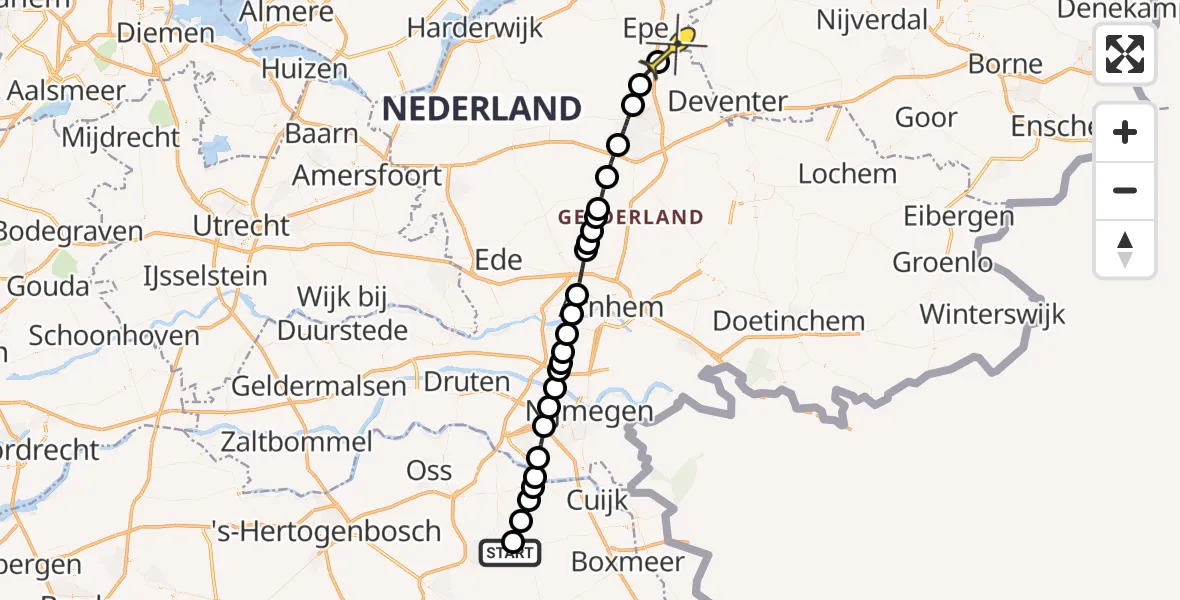 Routekaart van de vlucht: Lifeliner 3 naar Emst