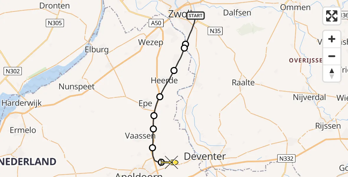 Routekaart van de vlucht: Lifeliner 3 naar Vliegveld Teuge