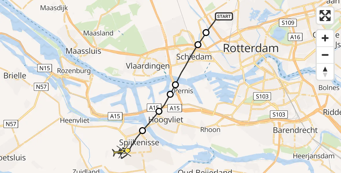 Routekaart van de vlucht: Lifeliner 2 naar Spijkenisse