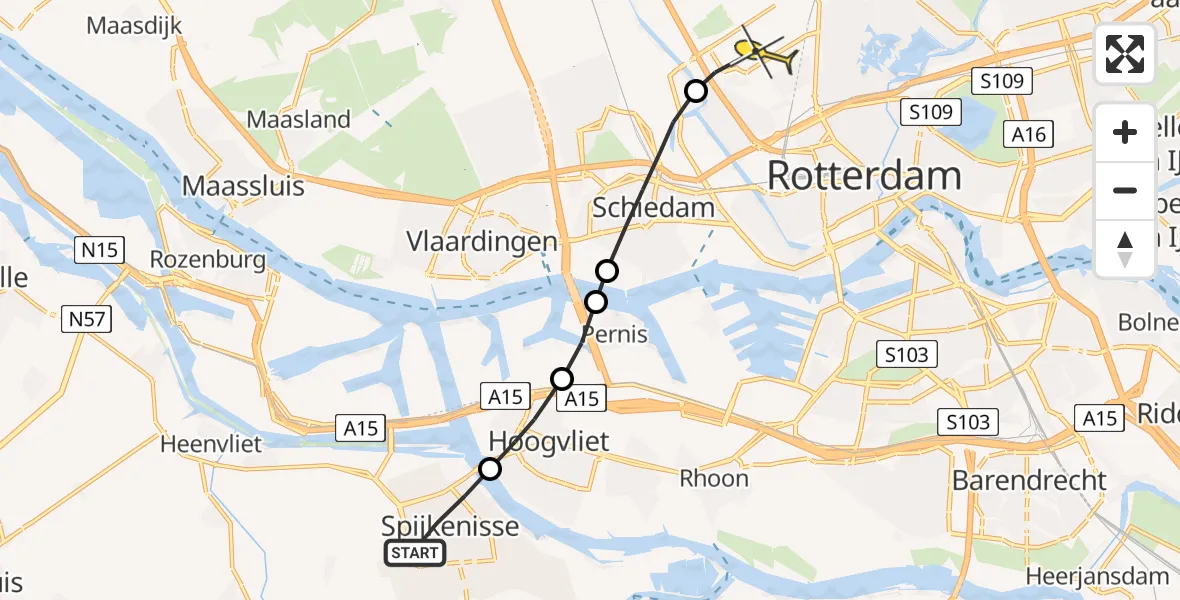 Routekaart van de vlucht: Lifeliner 2 naar Rotterdam The Hague Airport