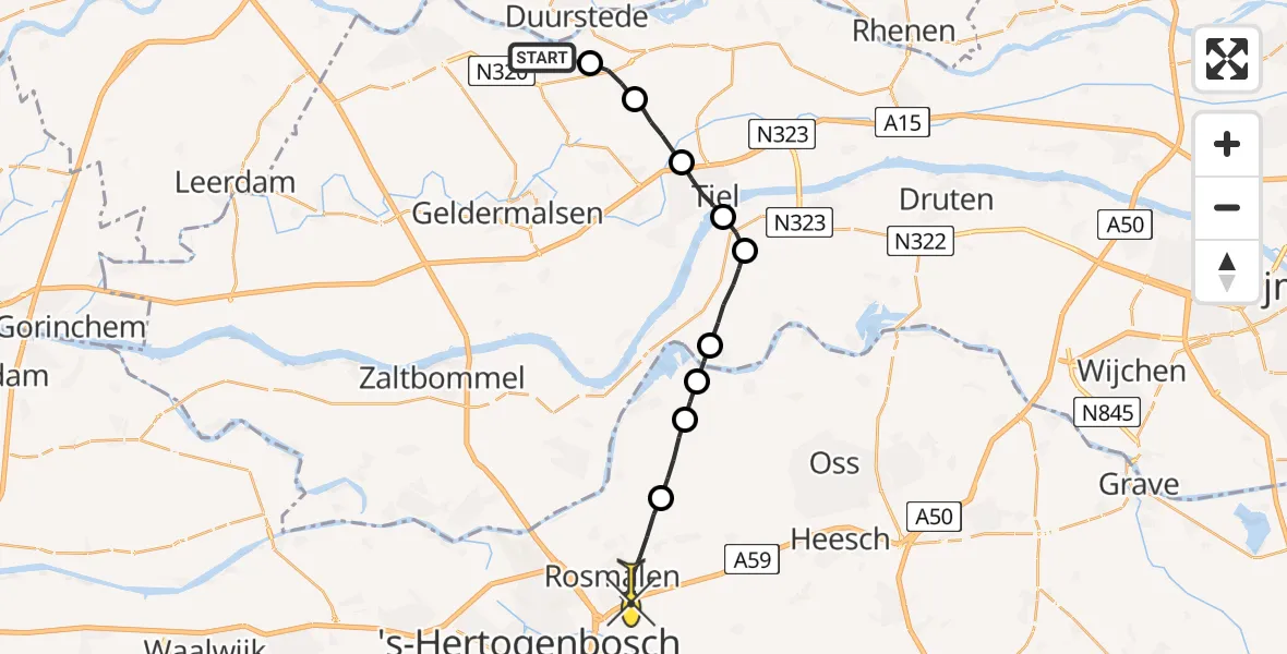 Routekaart van de vlucht: Lifeliner 3 naar Rosmalen