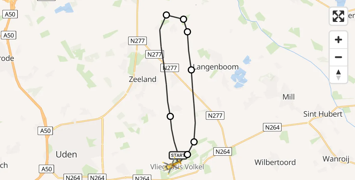Vluchtroute Traumahelikopter Vliegbasis Volkel - Vliegbasis Volkel, 17 juli 2022, 22:35