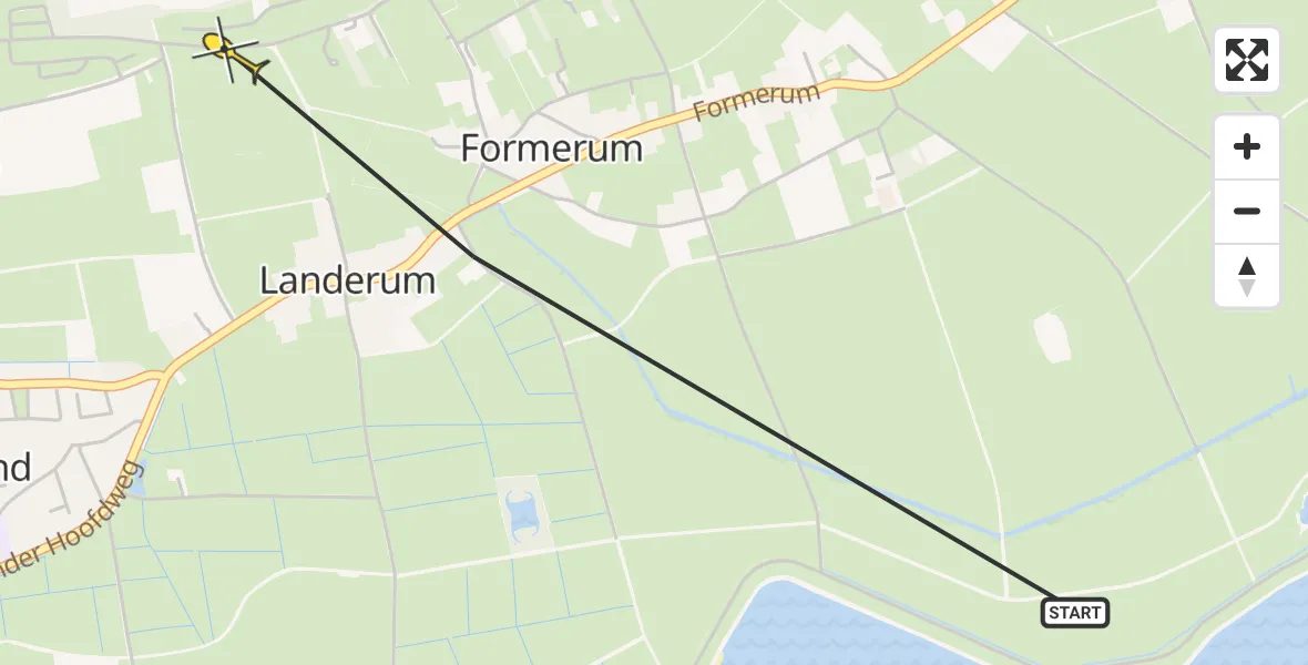 Routekaart van de vlucht: Ambulanceheli naar Formerum