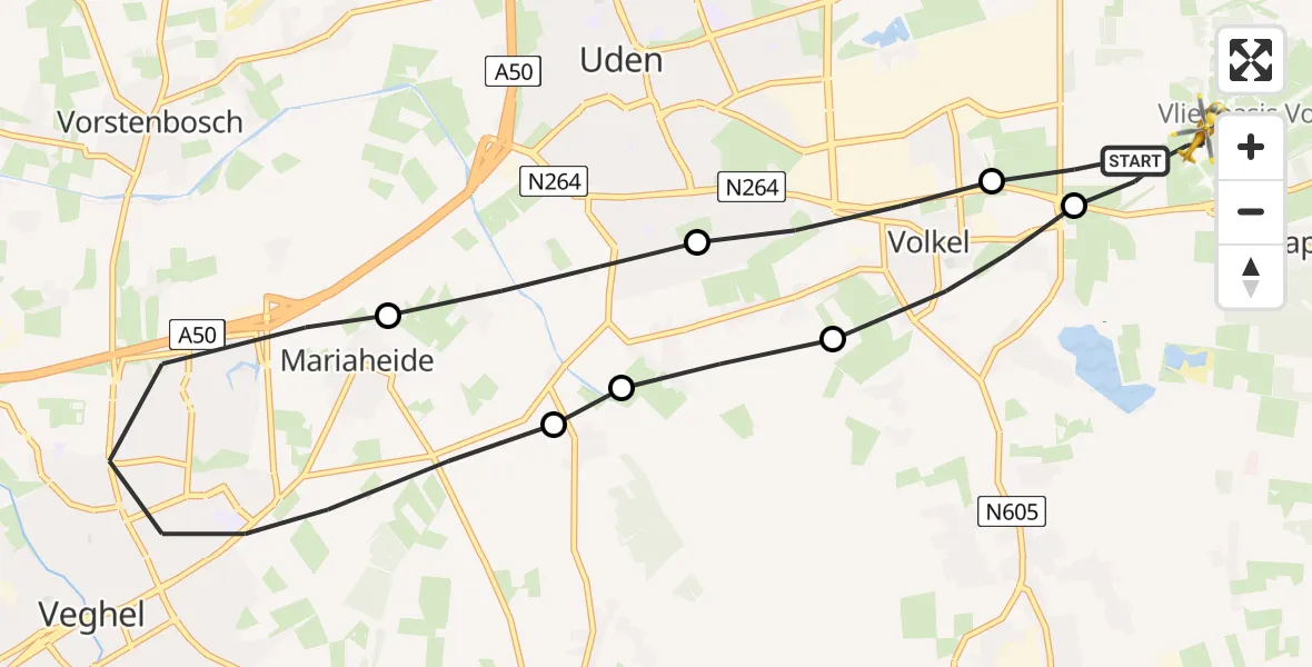 Vluchtroute Traumahelikopter Vliegbasis Volkel - Vliegbasis Volkel, 17 juli 2022, 23:43