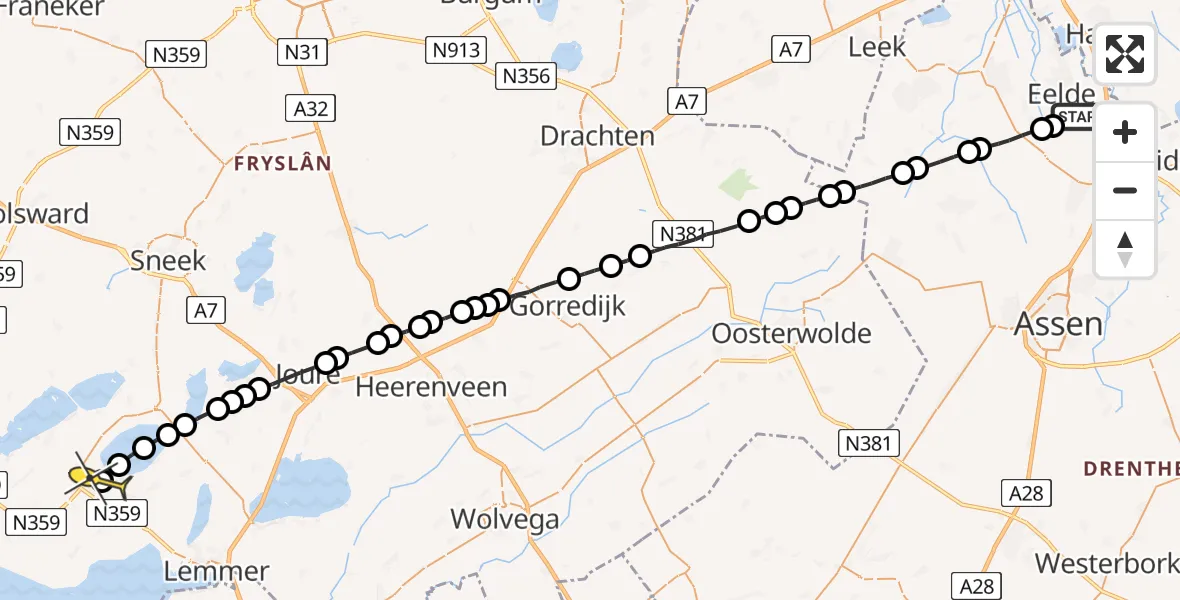 Routekaart van de vlucht: Lifeliner 4 naar Balk