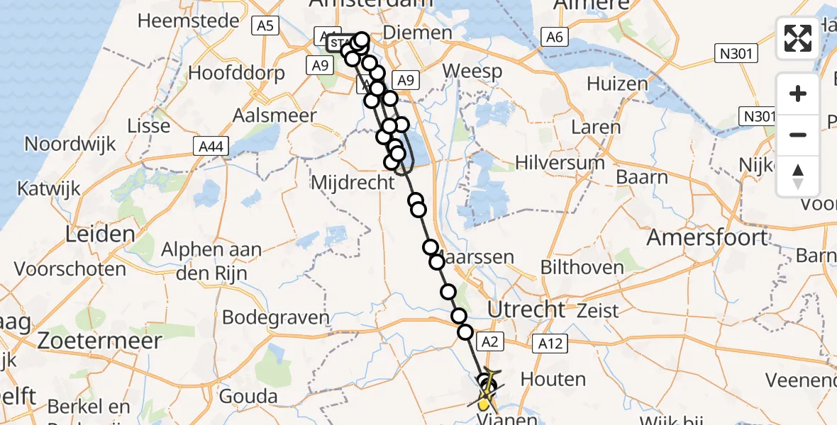 Routekaart van de vlucht: Lifeliner 1 naar IJsselstein