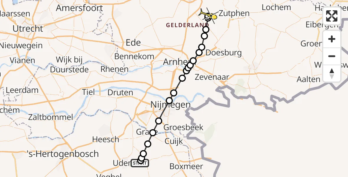 Routekaart van de vlucht: Lifeliner 3 naar Loenen