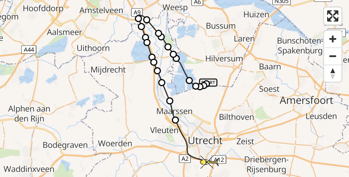 Routekaart van de vlucht: Lifeliner 1 naar Utrecht