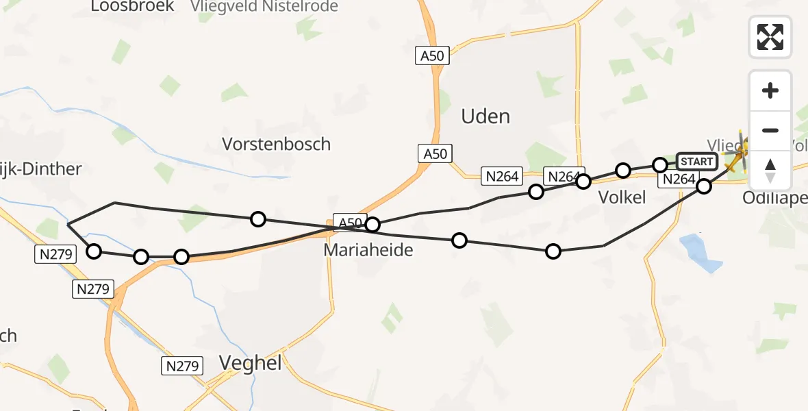 Vluchtroute Traumahelikopter Vliegbasis Volkel - Vliegbasis Volkel, 18 juli 2022, 17:06