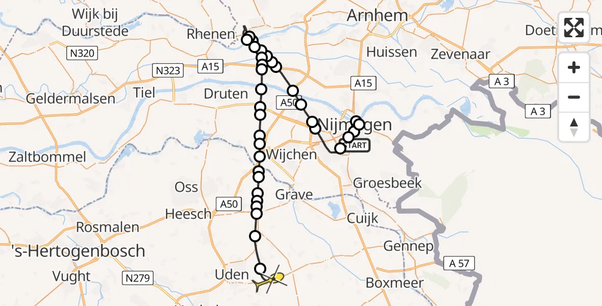 Routekaart van de vlucht: Lifeliner 3 naar Vliegbasis Volkel