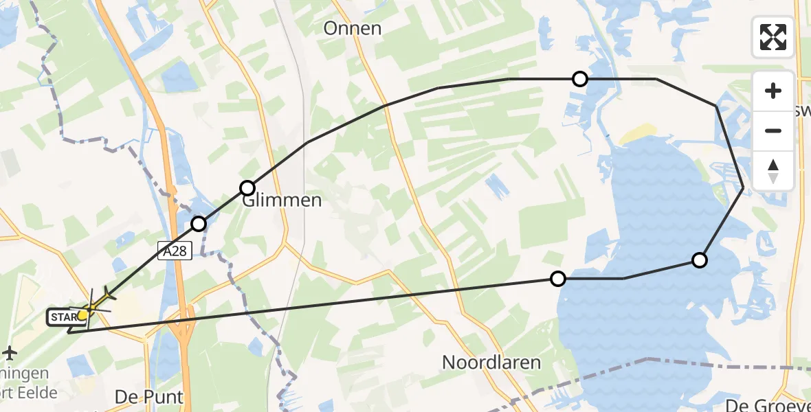 Routekaart van de vlucht: Lifeliner 4 naar Groningen Airport Eelde