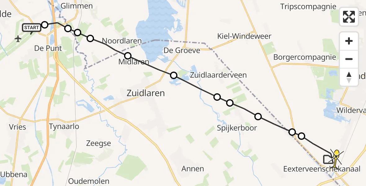 Routekaart van de vlucht: Lifeliner 4 naar Wildervank