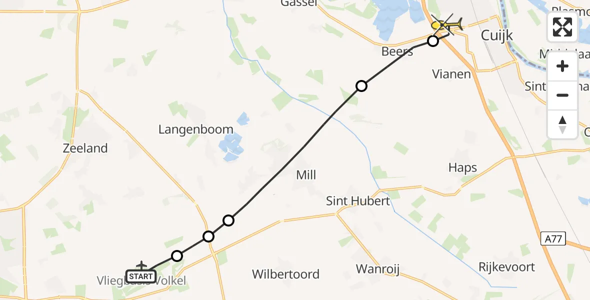 Routekaart van de vlucht: Lifeliner 3 naar Cuijk
