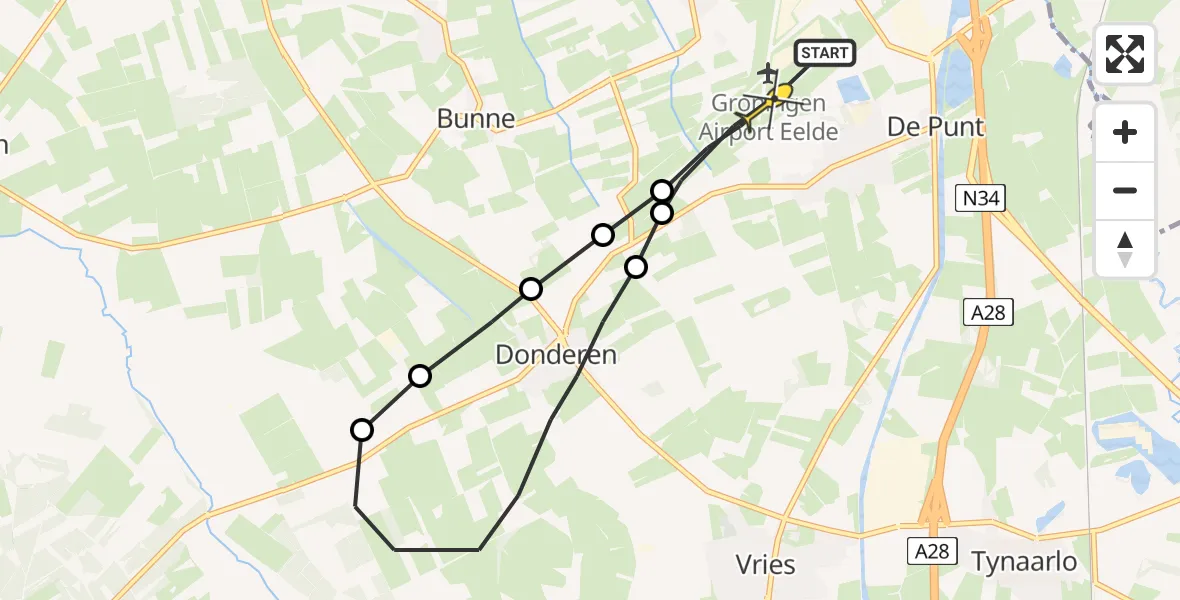 Routekaart van de vlucht: Lifeliner 4 naar Groningen Airport Eelde