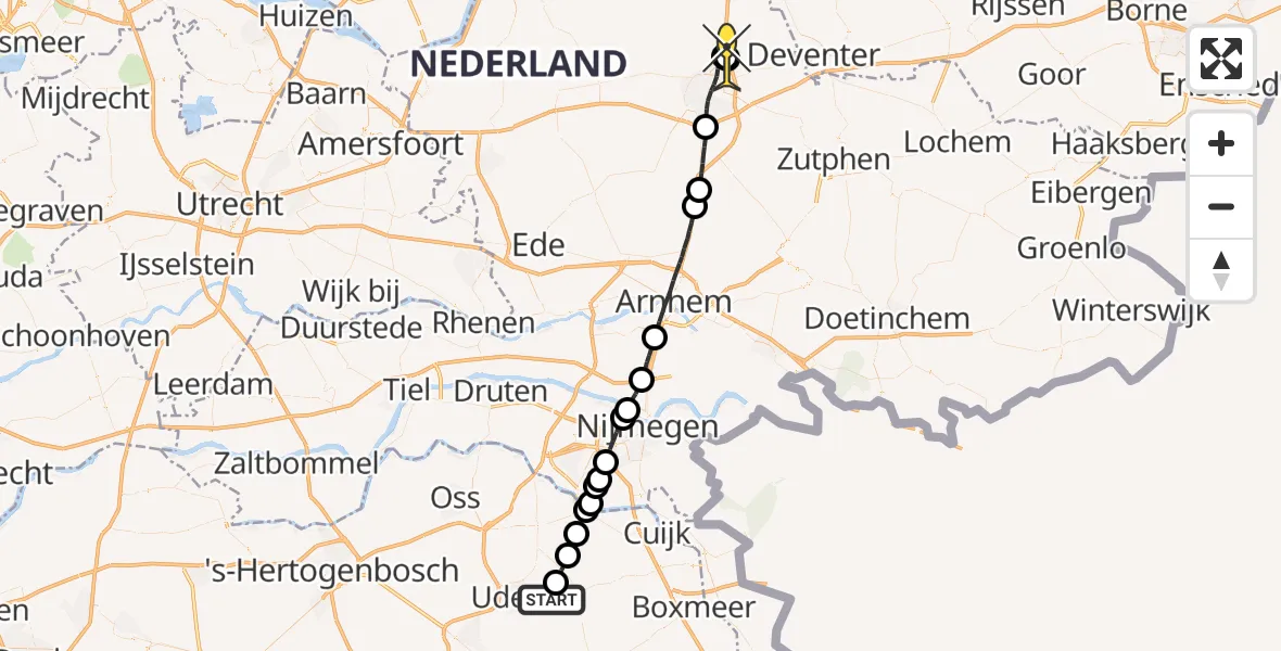 Routekaart van de vlucht: Lifeliner 3 naar Beemte Broekland