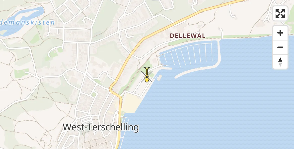 Routekaart van de vlucht: Lifeliner 4 naar West-Terschelling