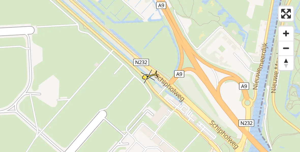 Vluchtroute Politiehelikopter van Schiphol naar Schiphol