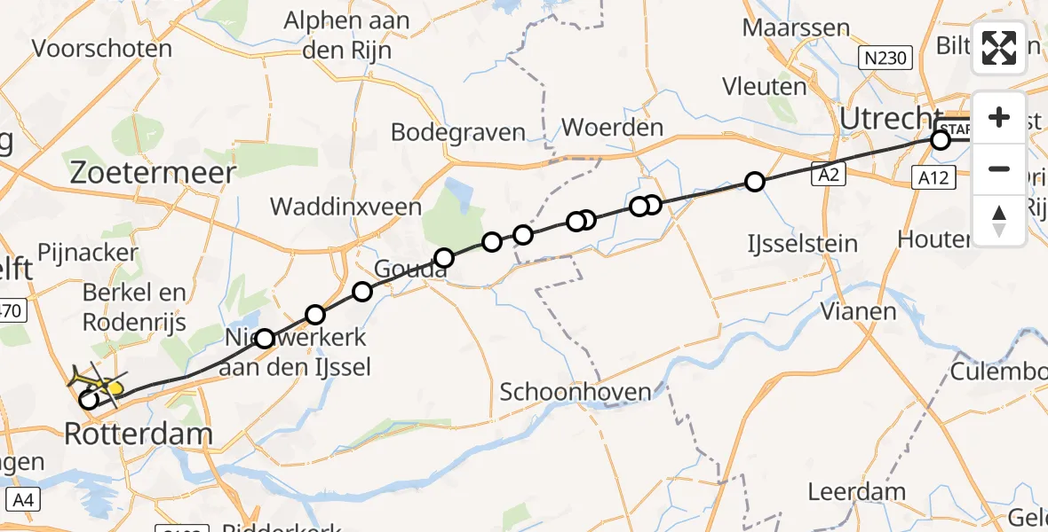 Routekaart van de vlucht: Lifeliner 2 naar Rotterdam The Hague Airport