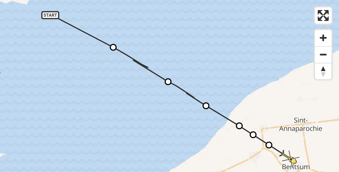 Routekaart van de vlucht: Ambulancehelikopter naar Berltsum