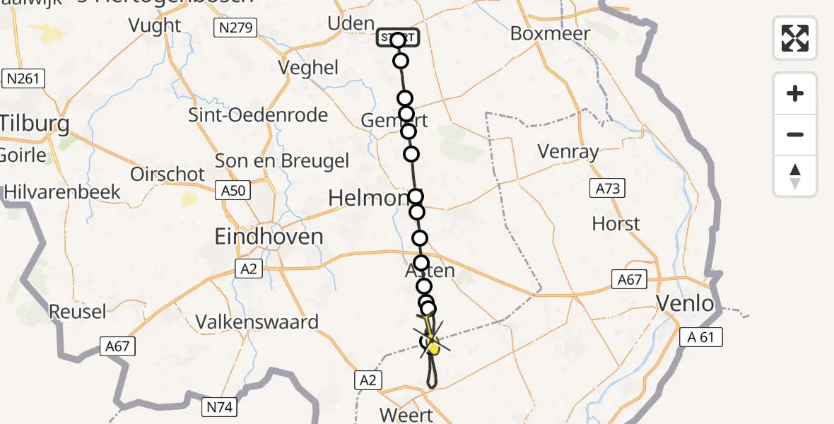 Routekaart van de vlucht: Lifeliner 3 naar Someren