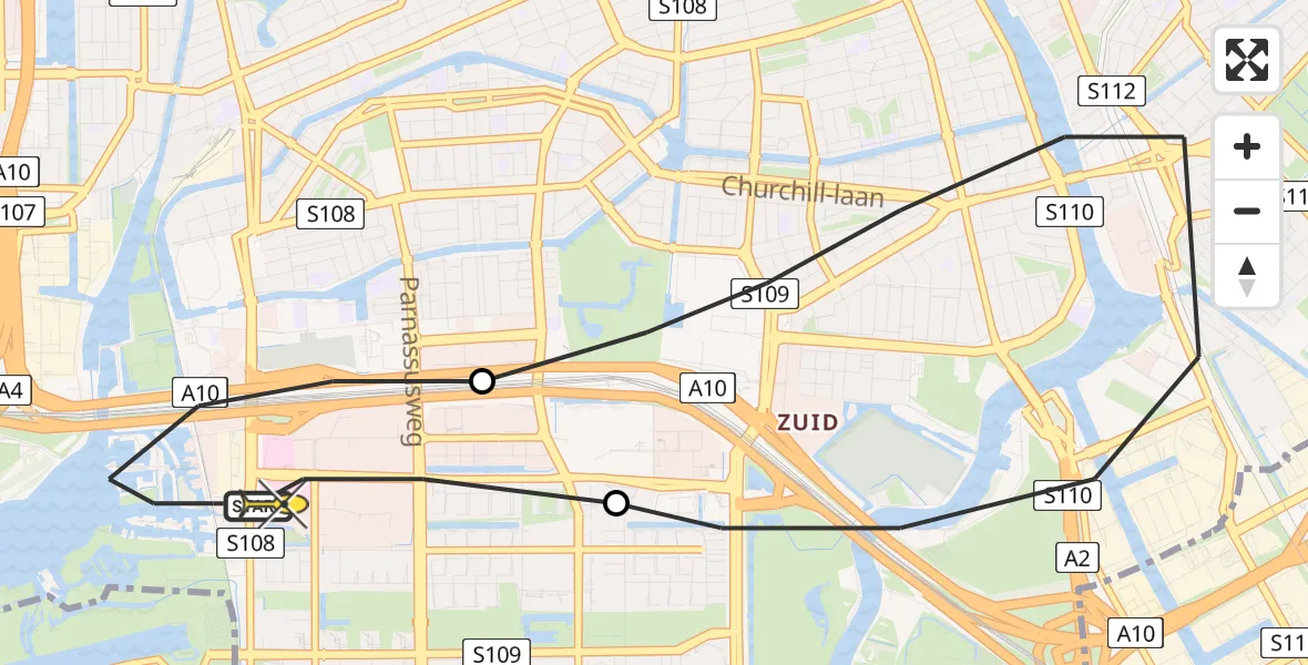 Routekaart van de vlucht: Lifeliner 1 naar VU Medisch Centrum Amsterdam
