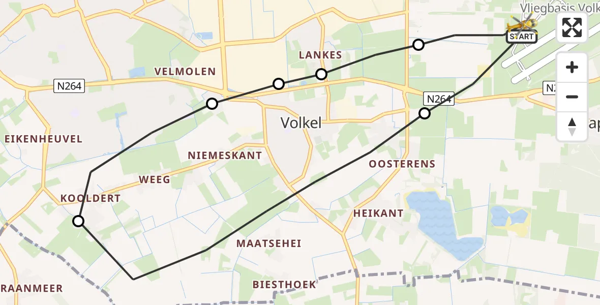 Vluchtroute Traumahelikopter Vliegbasis Volkel - Vliegbasis Volkel, 19 juli 2022, 12:26