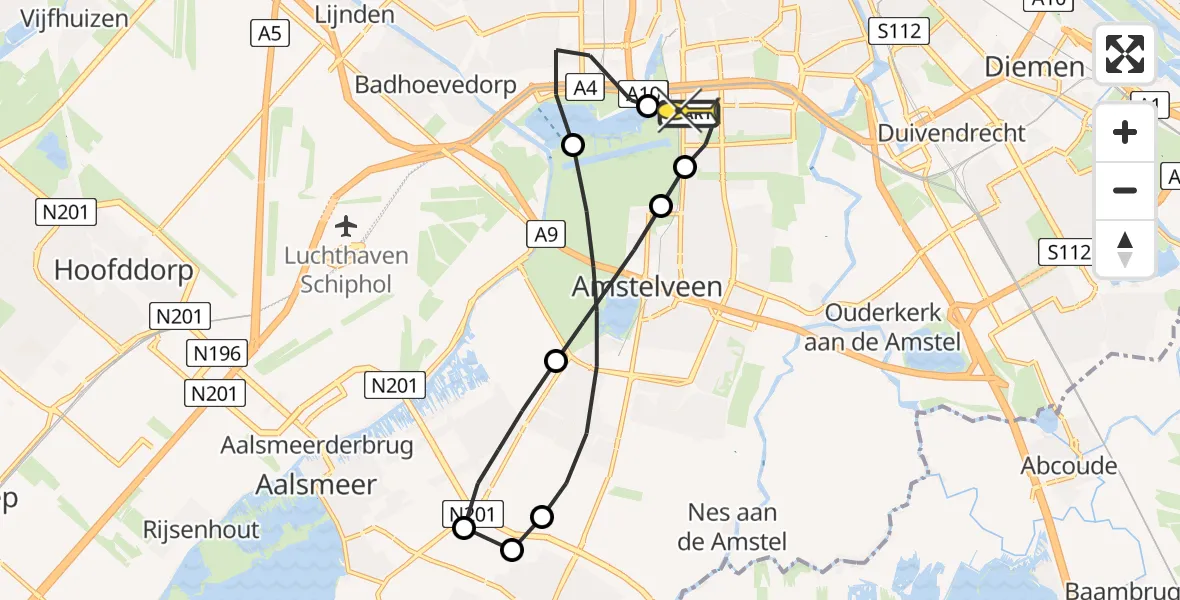Routekaart van de vlucht: Lifeliner 1 naar VU Medisch Centrum Amsterdam