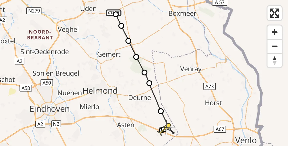 Routekaart van de vlucht: Lifeliner 3 naar Helenaveen