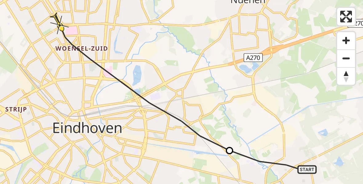 Routekaart van de vlucht: Lifeliner 3 naar Eindhoven