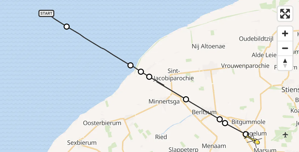 Routekaart van de vlucht: Ambulancehelikopter naar Ingelum