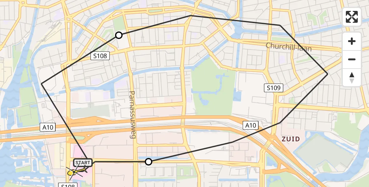 Routekaart van de vlucht: Lifeliner 1 naar VU Medisch Centrum Amsterdam