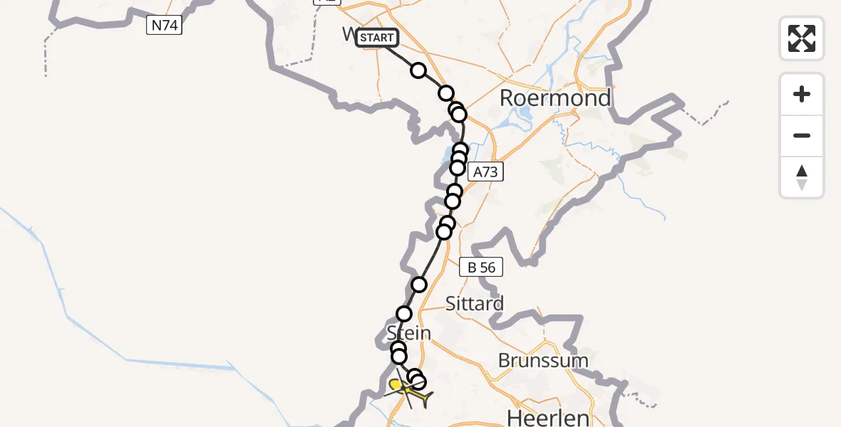 Routekaart van de vlucht: Lifeliner 3 naar Maastricht Aachen Airport