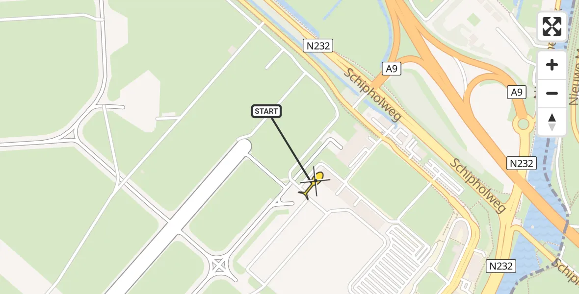 Vluchtroute Politiehelikopter van Schiphol naar Schiphol