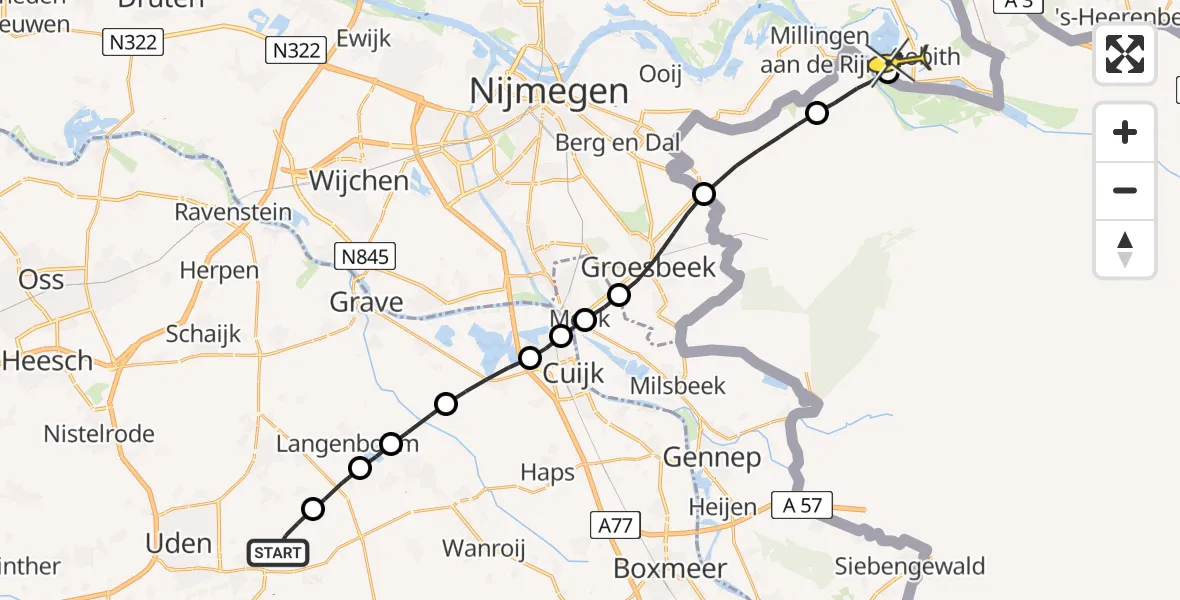 Routekaart van de vlucht: Lifeliner 3 naar Tolkamer