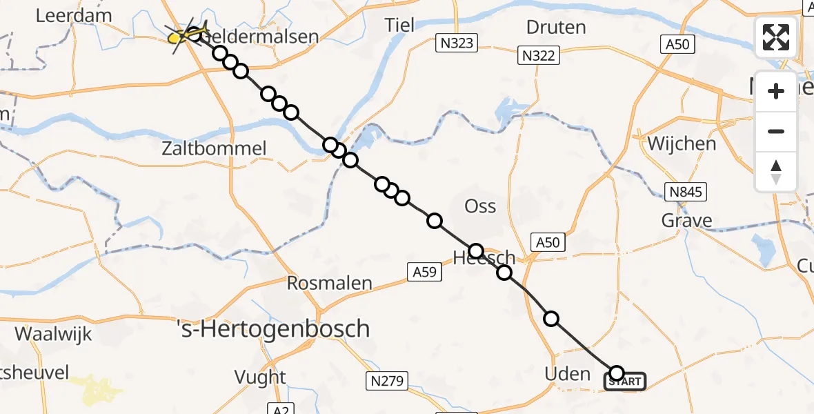 Routekaart van de vlucht: Lifeliner 3 naar Enspijk