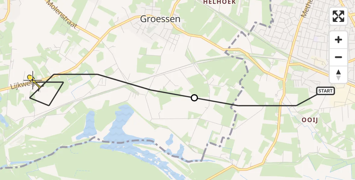 Routekaart van de vlucht: Lifeliner 3 naar Groessen