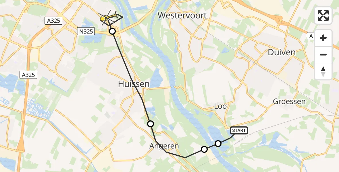 Routekaart van de vlucht: Lifeliner 3 naar Arnhem